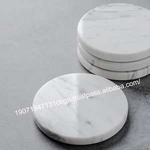 Posavasos de mármol blanco hechos a mano de alta calidad, juego de posavasos de piedra de mármol natural blanco - Product Image 4