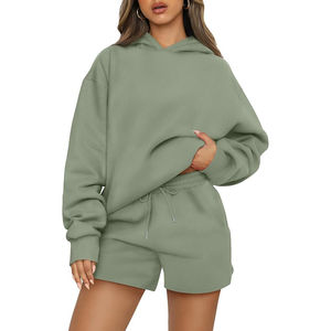 Femmes salon ensembles 2 pièces tenues surdimensionnées sweats à capuche survêtement décontracté sweat Shorts automne mode vêtements 2025 - Product Image 5