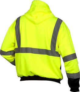 Sweat-shirt à fermeture éclair Hi Vis Lime avec bas noir - Product Image 2