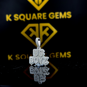 Pendentif tendance unique en or 14 carats avec diamant de laboratoire, ensemble de bijoux hip-hop sur mesure avec breloques - Product Image 3