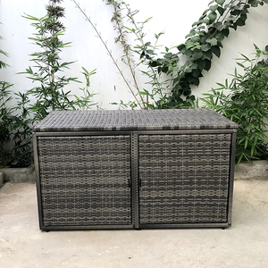 Garden sets outdoor all-weather Wicker Patio Storage Box decorative storage boxes in gray made in Vietnam
