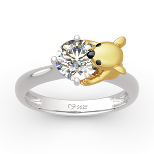 Anillo de Compromiso Jeulia Hug Me Koala de Plata de Ley con Corte Circular - Product Image 3