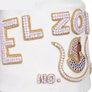 DOI PHA Sombrero Fez-Blanco con Bordado Dorado y Dos Filas de Diamantes de Imitación - Product Image 6