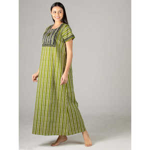 Chemise de nuit longue Evolve pour femme 100 % coton imprimé, super confortable et douce, boutonnée et taille élastique, taille XS - Product Image 5