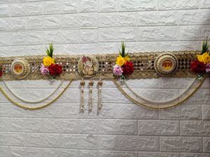 Traditional Sequins Floral Bandarwal With Pearl Latkan Shubh Labh Toran Door Valance Hanging Housewarming Reception Shaadi <b>Decor</b> - Product Image 3