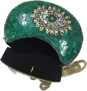 กระเป๋าคลัทช์โบฮีเมียนอินเดียเทศกาลทำด้วยมือกระเป๋าชนเผ่าโลหะโมเสกสำหรับผู้หญิงแฟชั่นงานฝีมือที่ไม่ซ้ำใครสไตล์โบโฮ - Product Image 3