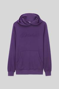 Sweat à capuche oversize pour femme, violet premium, personnalisé, brodé sur le devant, coupe décontractée à épaules tombantes, style urbain, infroissable et respirant - Product Image 4