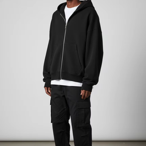 Sweat à capuche noir style Y2K pour femme, fermeture éclair intégrale, vintage, coupe ample, avec poches - Product Image 1