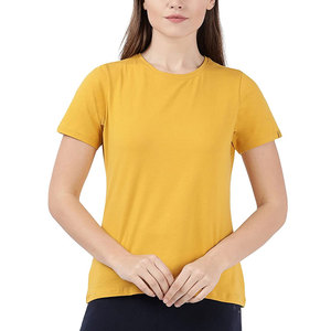 T-shirts à manches courtes en coton biologique pour femmes logo personnalisé vierge d'été uni coupe ample col rond - Product Image 1