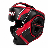 Casque de boxe ouvert personnalisé avec logo, en cuir PU de haute qualité, protection joues et oreilles, fermeture auto-agrippante, marque TOPN, pour l'entraînement