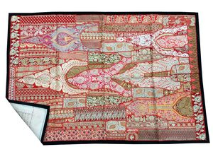 งานปักมือคุณภาพเยี่ยม งานปักดิ้นทองวินเทจ งานปะติดปะต่อแบบชาติพันธุ์ ของตกแต่งผนัง งานโบราณแบบราชสถาน - Product Image 4