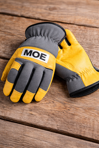 Gants de travail robustes en cuir avec paume renforcée pour la manipulation du bois, dos en tissu durable, utilisation extérieure, fourniture d'usine - Product Image 2