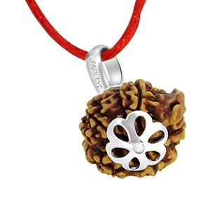 Colgante de Rudraksha de Cuatro Caras 100% Original Certificado de Nepal, Gemas Ganesh JI Arihant, Chapado en Oro de 18K, Colgante de Plata de 18K, 4 Caras, Regalo - Product Image 3