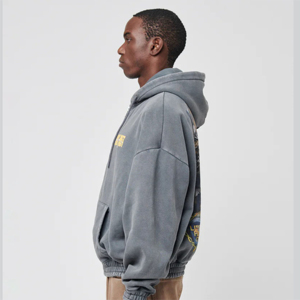 Sudadera con capucha transpirable de algodón 100% con cremallera de gran tamaño con logotipo personalizado patrón 3D anticontracción al por mayor para hombres y mujeres - Product Image 4