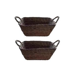 Paniers de rangement en jacinthe d'eau écologiques fabriqués à la main rectangulaires multi-tailles avec option de poignées torsadées - Product Image 2