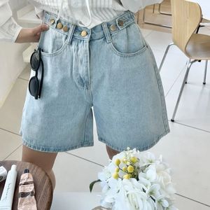 <b>Women's</b> High <b>Waist</b> Sky Blue Denim Shorts with Wide Leg & Loose Buttons Breathable Streetwear <b>Jean</b> Shorts - Product Image 6
