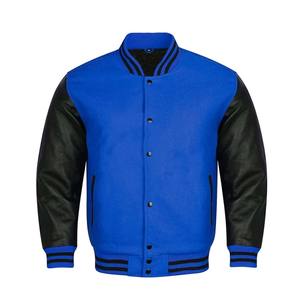 woolen body leather sleeve <b>top</b> premium quality customized wholesale plus sizes varsity jacket men's - Product Image 1