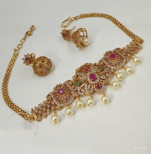 FANCY ANTIQUE TRADITIONAL and FASHIONABLE SOUTH INDIAN TEMPLE <b>JEWELLERY</b> <b>SET</b> and COPPER SOUTH NECKLACE <b>SET</b> <b>for</b> WOMEN NAD GIRLS - Product Image 1