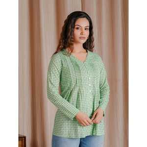 Top Corto de Algodón Butti Verde Pastel Estilo Básico con Cuello Halter y Lazo, Transpirable, Tejido, con Botones y Plumas, para Uso Diario - Product Image 5