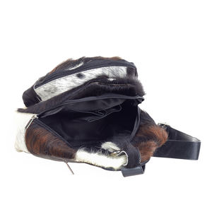 Grossiste Sac à dos de voyage scolaire en cuir de vache naturel de luxe avec fourrure, sacs messager pour ordinateur portable, garçon et fille, exportateur indien - Product Image 4