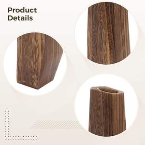 Vase à fleurs en bois massif, décoration rustique style ferme, design vertical fin, récipient en bois fait main pour arrangement de fleurs séchées - Product Image 4