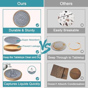 High Quality High Quality Kitchen Home Decor Mat Breaded Cotton Rope and Wooden <b>Table</b> Coaster at an Unbelievable <b>Low</b> Price - Product Image 6