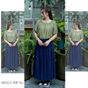 Elegant XS Size Rayon Woven A-Line <b>Skirt</b> High Waist Casual Style Breathable Plain Dyed Latest Print Natural Waistline for Women - Product Image 1