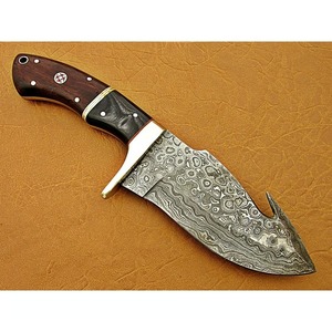 Couteau de Chasse à Lame Fixe en Acier Damas Couteau à Dépouiller avec Manche en Bois Couteaux de Chasse Cadeau pour Lui - Product Image 2