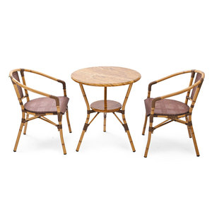 CBCF308 Outdoor Durable Aluminum <b>Table</b> and Chair Set Rustic Rattan-Look for Garden Dining or Warehouse Made of Polyester - Product Image 1