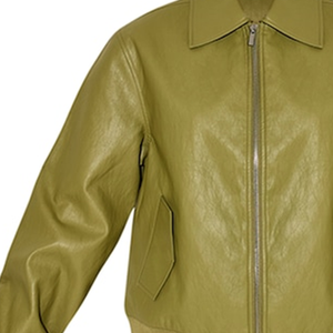 Chaqueta Bomber de Seda Oliva de Alta Calidad, Unisex, Impermeable, para Primavera, Estilo Motociclista, Reversible, con Cierre de Cremallera y Cuello en V - Product Image 2