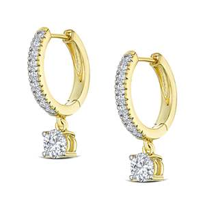 Boucles d'oreilles en diamant de laboratoire de 1 carat, taille brillant, or jaune, solitaire classique, 6 grammes, cadeau d'anniversaire, Vala Brothers Luxury - Product Image 2