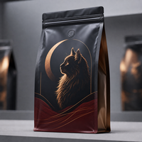 Pochette à fond plat personnalisée en obsidienne et cuivre, imprimée numériquement, pour aliments pour chats, refermable, avec valve unidirectionnelle