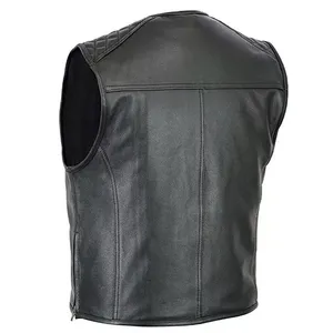 Nouveau gilet noir de taille personnalisée en cuir de vachette véritable style motard pour hommes en gilet en cuir de vélo de haute qualité - Product Image 2