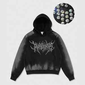 Sweat à capuche personnalisé avec strass étincelants, œuvre d'art en cristal, polaire chaud, confortable, élégant, moderne, hip-hop, streetwear, 100% coton - Product Image 2