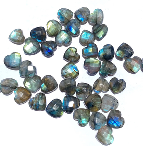 Cuentas en forma de corazón de labradorita Natural de alta calidad, piedras preciosas sueltas de 10 MM para hacer collares, piedras preciosas curativas - Product Image 1