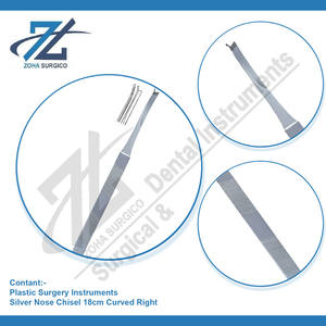 Silver Nose <b>Chisel</b> 18cm <b>Curved</b> Right Ergonomic stainless steel dual satin finish Basis Surgical Instrument manufacturer Pakistan - Product Image 4