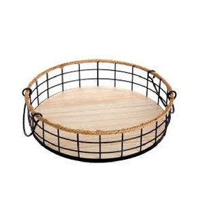 Best Arrival Strong Iron Wire <b>Basket</b> Matte Black With <b>Small</b> Wooden Base Fruit and Vegetables <b>Basket</b> Supplier - Product Image 6