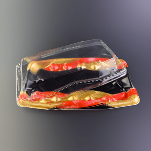 OFUNA 2-5 Disposable Rectangle <b>Plastic</b> <b>Plate</b> Bowl Black-Red Styrofoam PSP Material Blister Tray Stackable Crates Salad Serving - Product Image 5