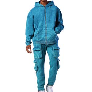 Conjunto Deportivo para Hombre, Diseño Moderno, 100% Algodón, al por Mayor, Personalizable, Chándal con Cremallera, Estilo Lavado Ácido - Product Image 1