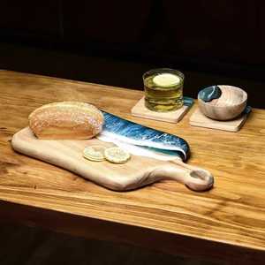 Planche à découper en verre personnalisée planche à légumes/fromage en résine et bois Laser en bois personnalisé avec le logo des blocs d'emballage pièce - Product Image 2