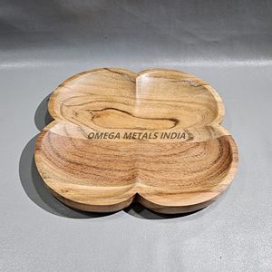 Bandeja de servicio de madera de mango hecha a mano de alta calidad, diseño sofisticado con acabado de grano natural y bordes curvos artísticos - Product Image 3