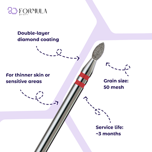 ดอกสว่านเพชรสำหรับดูแลหนังกำพร้ารอบเล็บ ขนาด 2.1 มม. สีแดง - Product Image 2