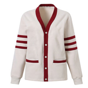 Suéter Cárdigan Universitario Personalizado Unisex con Letras, Cuello Redondo, Tejido de Punto, Parche de Chenilla, Informal, Merino, Logotipo Frontal, Patrón Geométrico - Product Image 1