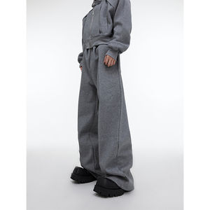 Conjunto Deportivo de Dos Piezas para Hombre, Chaqueta con Cremallera de Felpa 100% Algodón Vintage y Pantalones Largos de Pierna Ancha, Sudadera con Capucha para Invierno - Product Image 3