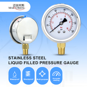 Pengukur Tekanan Air Dual Scale Psi 600bar 62.5mm ZG1/4 Tahan Bahan Kimia Pengukur Tekanan Berisi Oli - Product Image 4