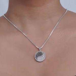 Hip Hop moissanite diamond <b>tennis</b> <b>Chain</b> Full Rhinestone Big Traditional Yang Pendant Necklace Jewelry - Product Image 5