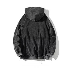 Sudadera con Capucha Oversize para Hombre, Lavado Ácido, Invierno, Color Sólido, Algodón Poliéster Impermeable, Diseño 3D con Logotipo Personalizado, Gris Humo - Product Image 2