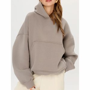 เสื้อฮู้ดดี้ผู้หญิงทรงหลวม แขนยาว ผ้าฝ้ายฟลีซ 100% ระบายอากาศได้ดี แห้งเร็ว มีโลโก้ด้านหน้า สไตล์ลำลองสำหรับฤดูหนาว - Product Image 1