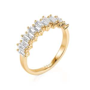 Jeulia Moissanite <b>Ring</b>-<b>Emerald</b> Cut Sterling Silver Women's <b>Band</b> - Product Image 2