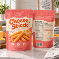 Sachet Doypack Personnalisé avec Fenêtre Transparente et Trou Euro, Qualité Alimentaire, pour Produits Alimentaires ou Bâtonnets de Fromage, en Mylar